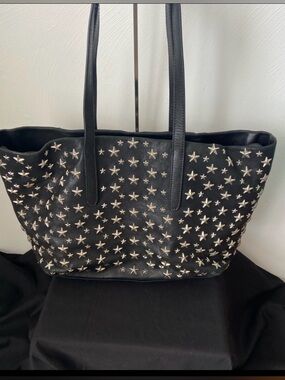 Jimmy Choo Black Tote with Silver Star Studs